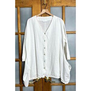 BRYN WALKER Linen Button Front Blouse